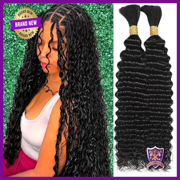 Human Hair Extensions for Boho Braids, 16 Inch Deep Water Wave, 2 Bundles main image 6